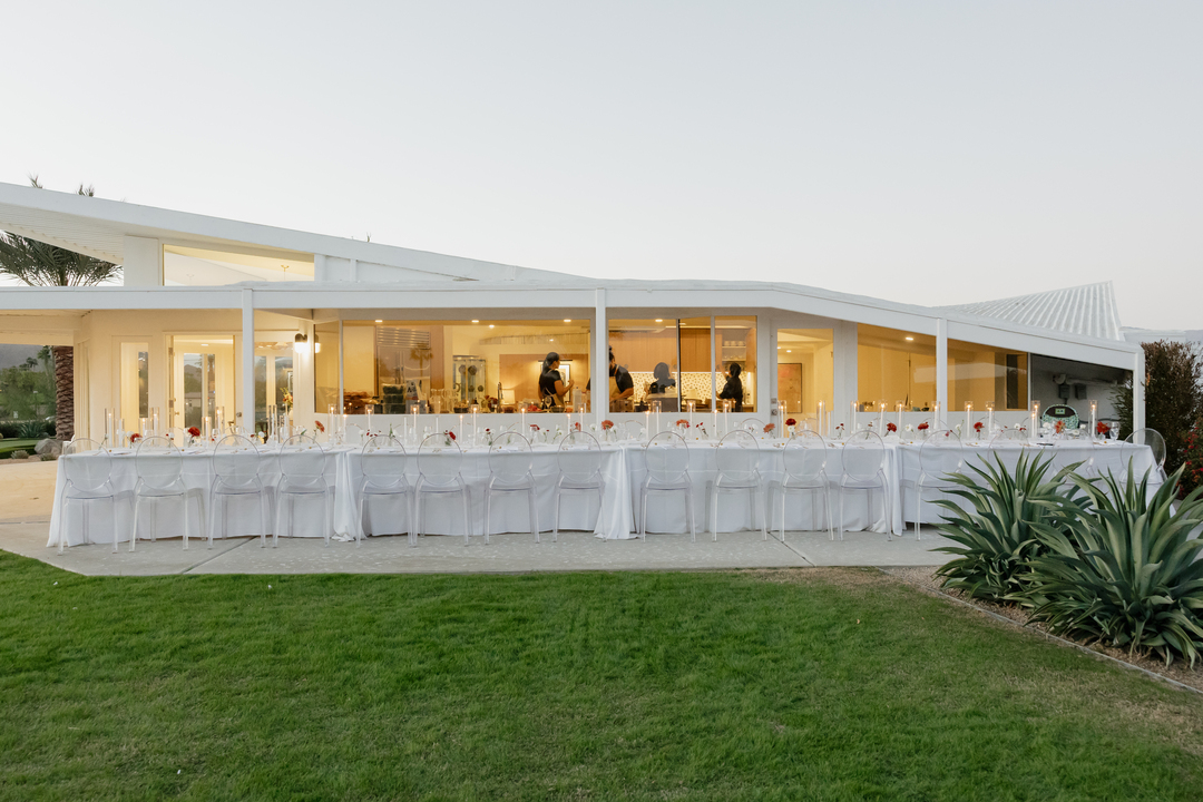 desert white house indio california mid century modern wedding venue reception